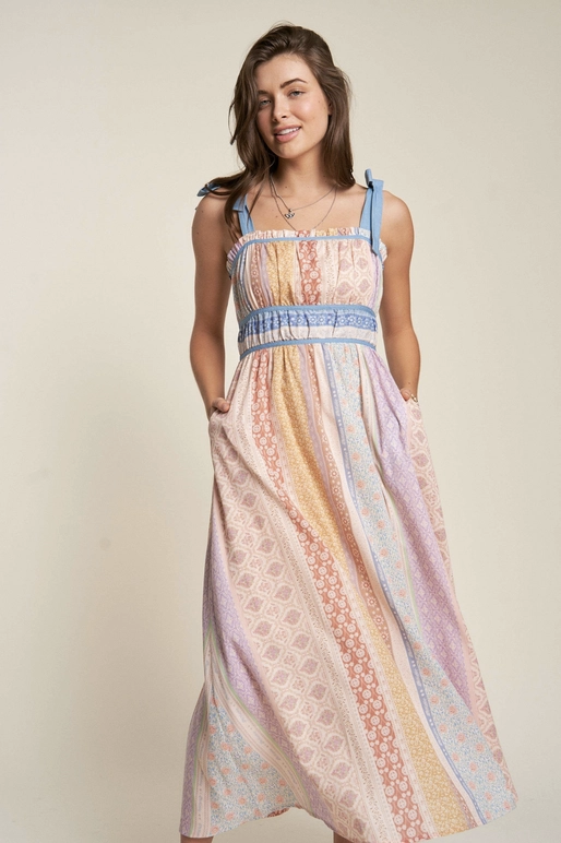 Denim Contrast MIDI Dress