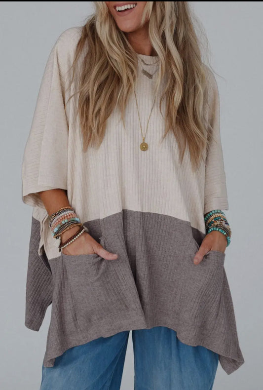 Colorblock Poncho