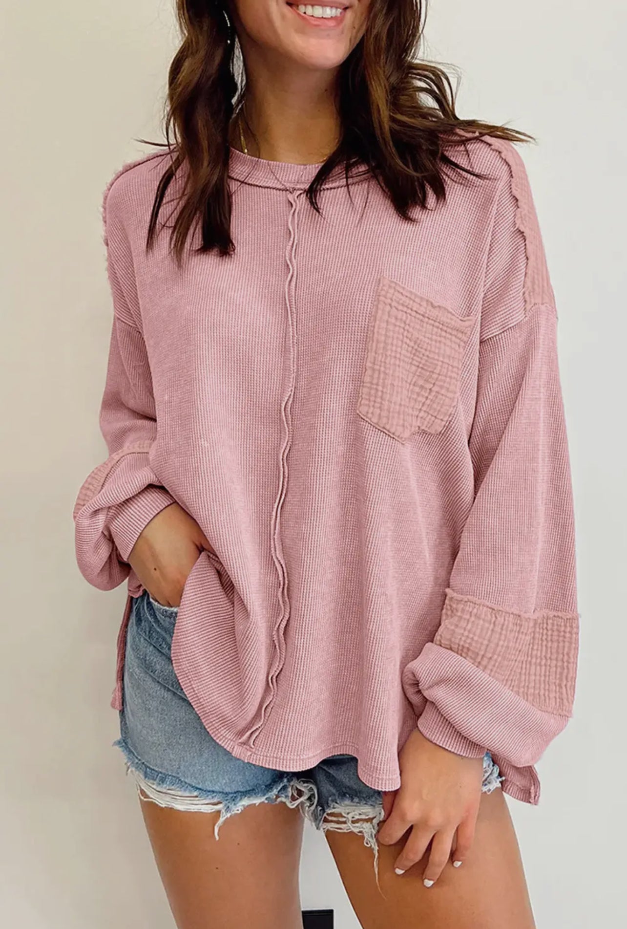 Bubble Sleeve Waffle Top