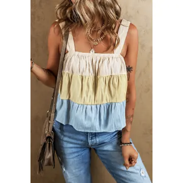 Apricot Stripe Color Tank Top